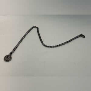 Fendi Pendant Black Gunmetal Rolo Chain Necklace